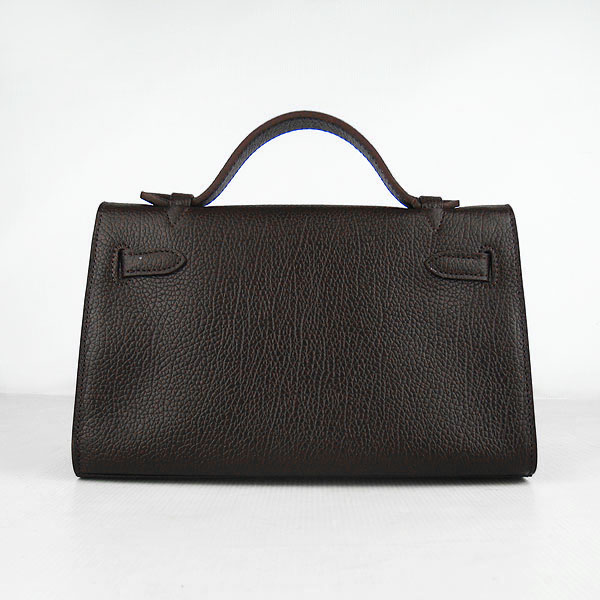 AAA Hermes Kelly 22 CM France Leather Handbag Dark Coffee H008 On Sale - Click Image to Close